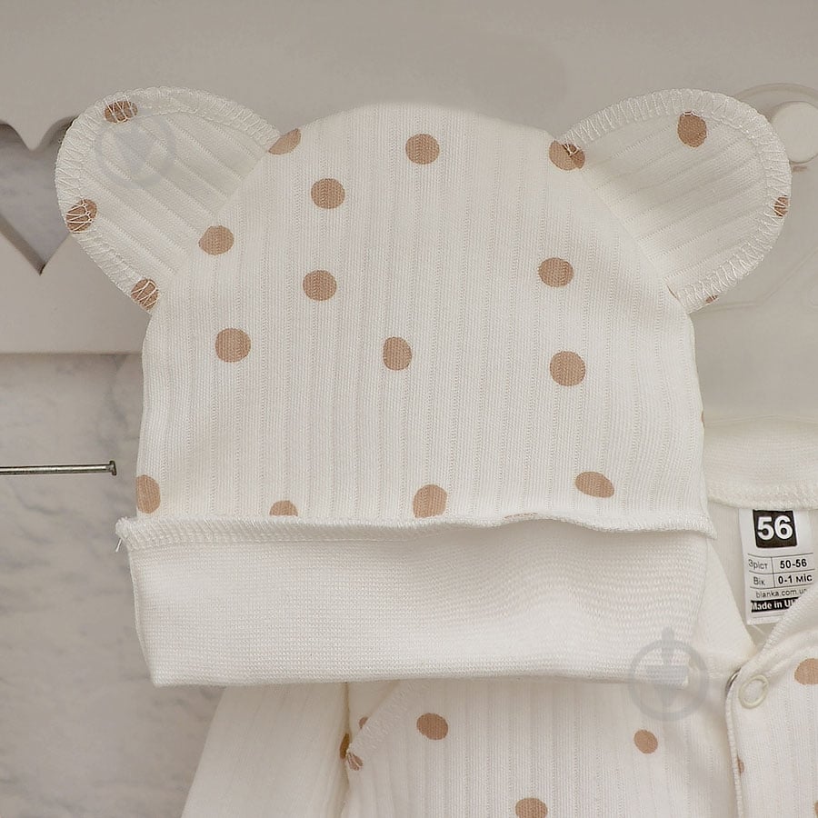 Комплект для новорожденных Blanka Горошек бежевый р.56-62 110815 - фото 3