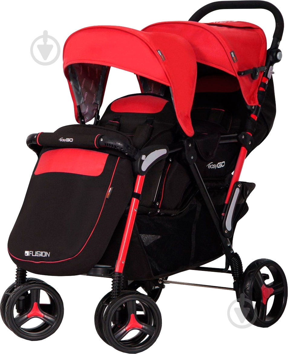 Коляска для двійні EasyGo Fusion Duo scarlet 5950 - фото 1