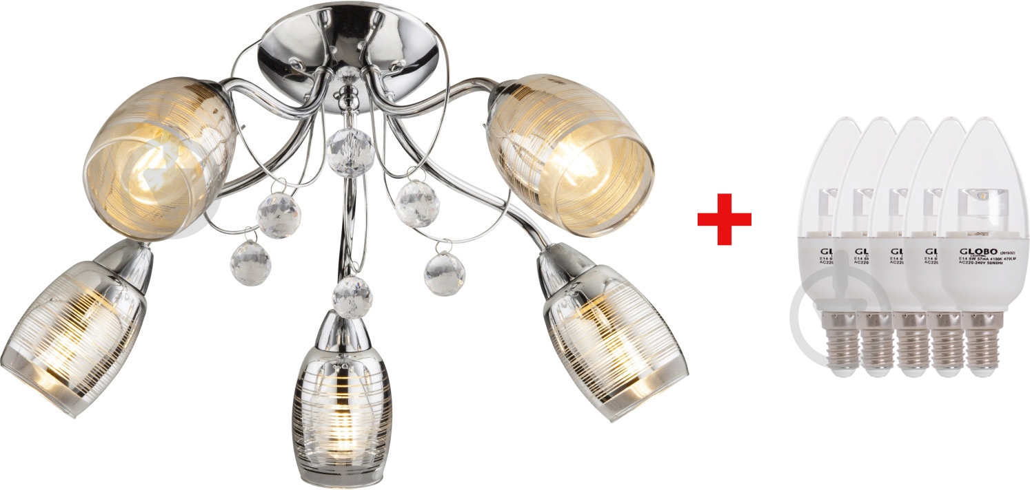 Люстра потолочная Globo Lilly I 5x40 Вт E14 хром 56688-5 - фото 1
