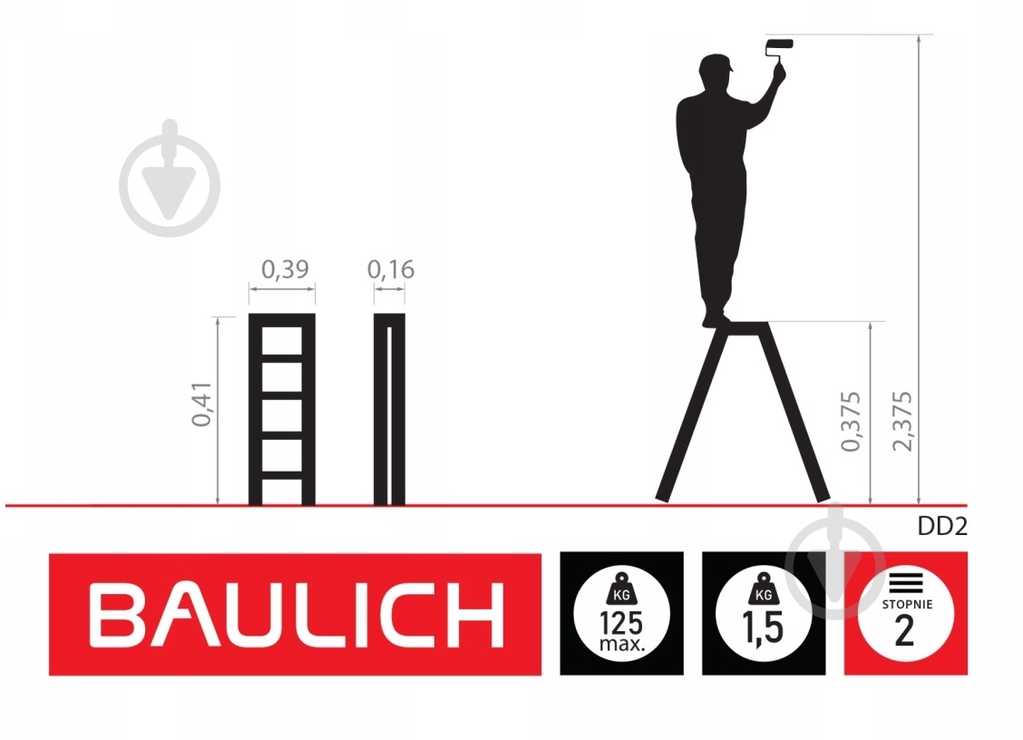 Драбина-стрем’янка Baulich AL-BL-DD2 двостороння 2x2 - фото 4
