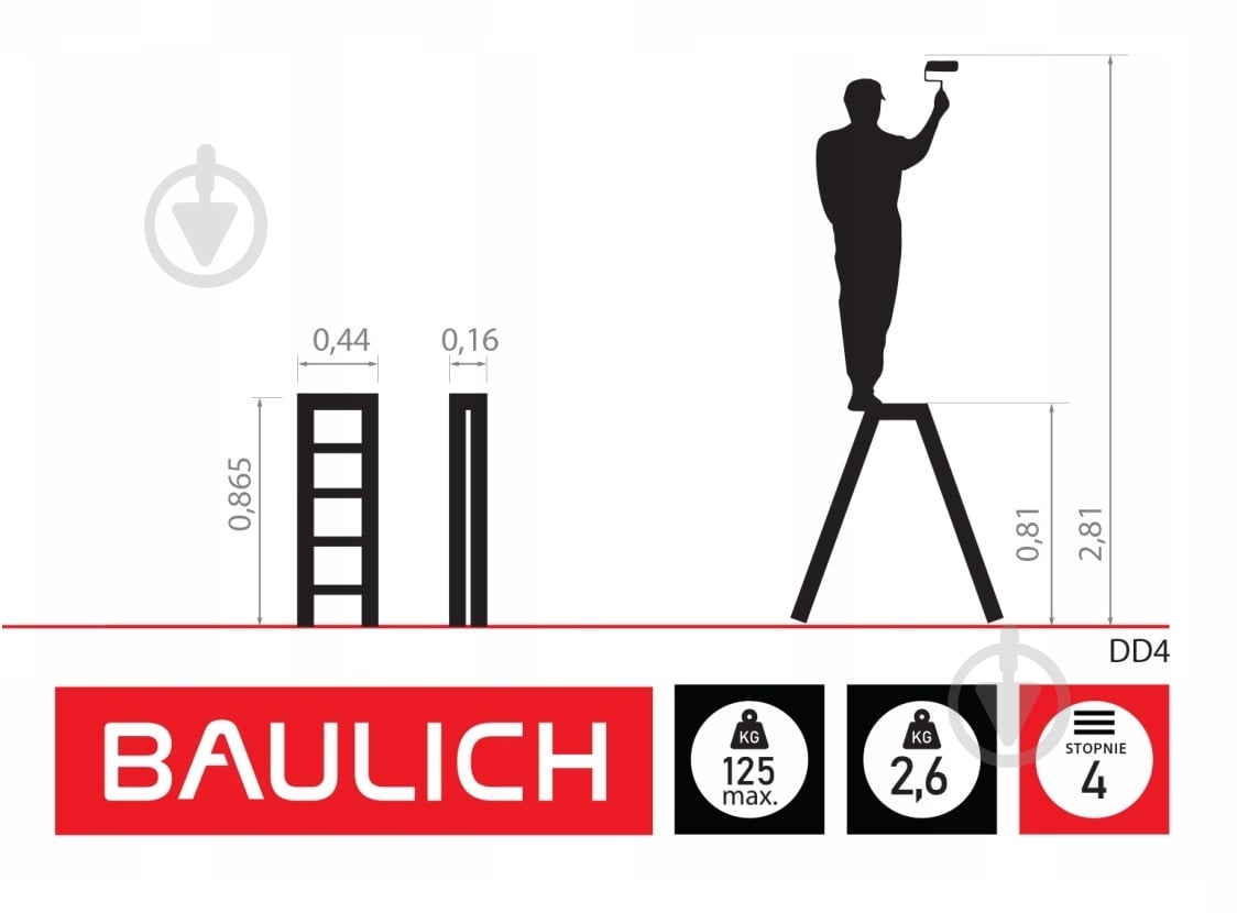 Лестница-стремянка Baulich AL-BL-DD4 двусторонняя 2x4 - фото 4