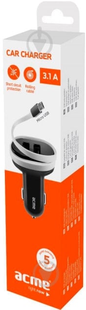 Автомобільний зарядний пристрій Acme CH106 2-ports, Micro USB Car charger, 3.1A - фото 5