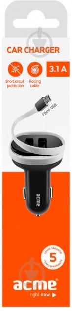Автомобільний зарядний пристрій Acme CH106 2-ports, Micro USB Car charger, 3.1A - фото 4