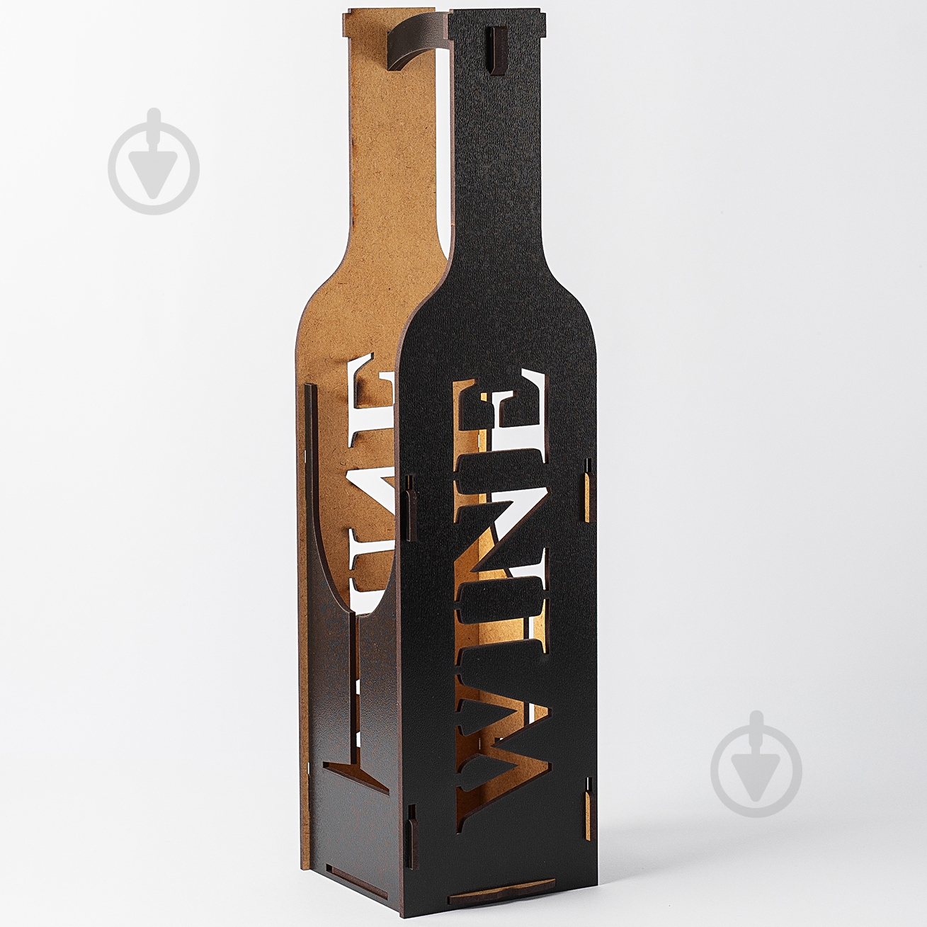 Коробка для вина Мануфактура Сірого Кота Винний короб чорний з вирізом WINE - фото 1