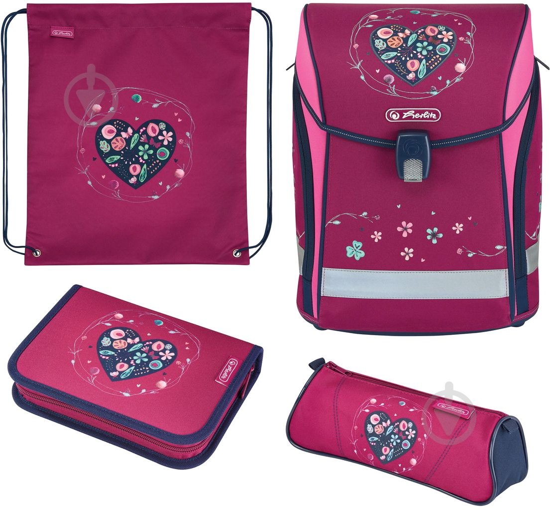 Ранец школьный Herlitz укомплектованный Midi Plus Heart (50025664) - фото 1