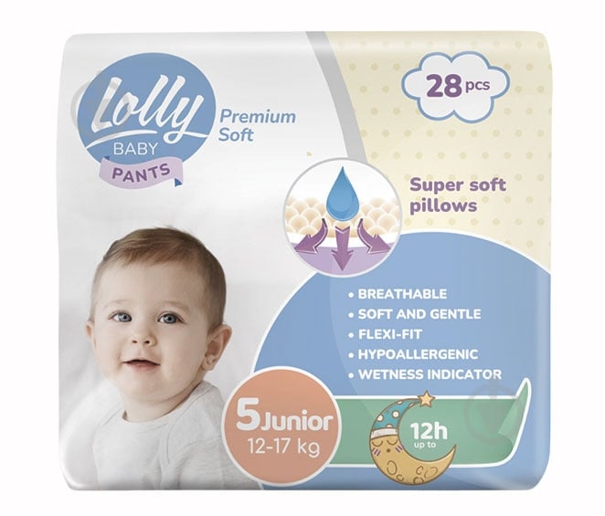 Підгузки-трусики LOLLY Premium Soft 5 12-17 кг 28 шт. - фото 1