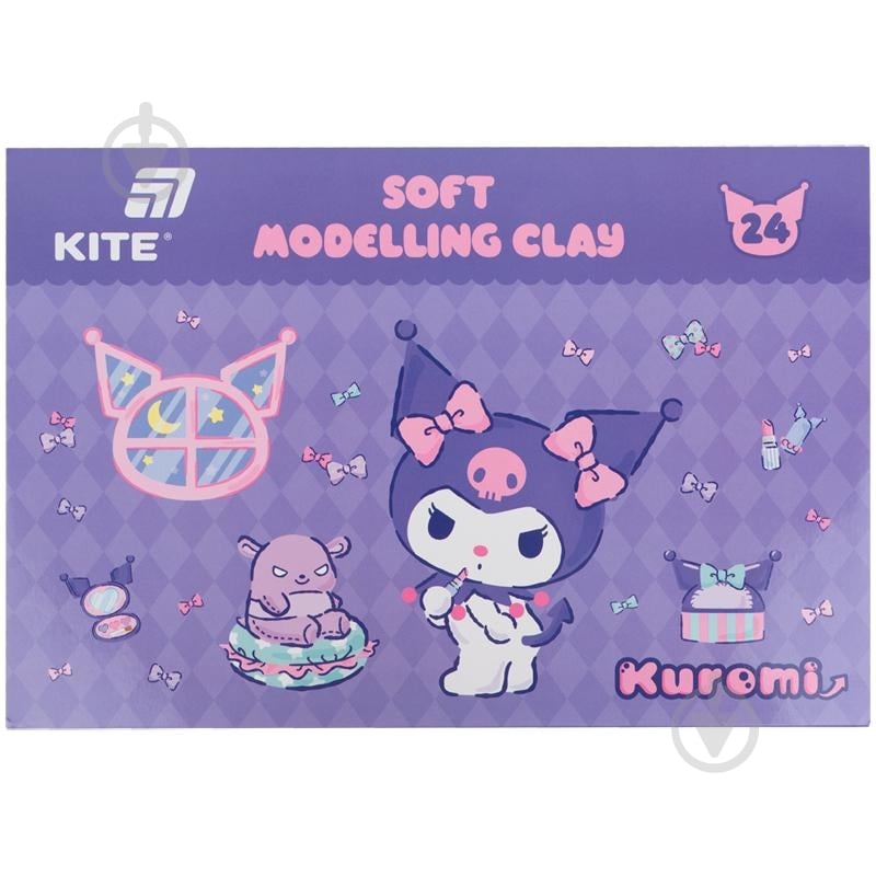 Пластилін восковий 24 кольори 480 г Kuromi HK24-089 KITE - фото 1 Пластилін восковий 24 кольори 480 г Kuromi HK24-089 KITE - фото 1
