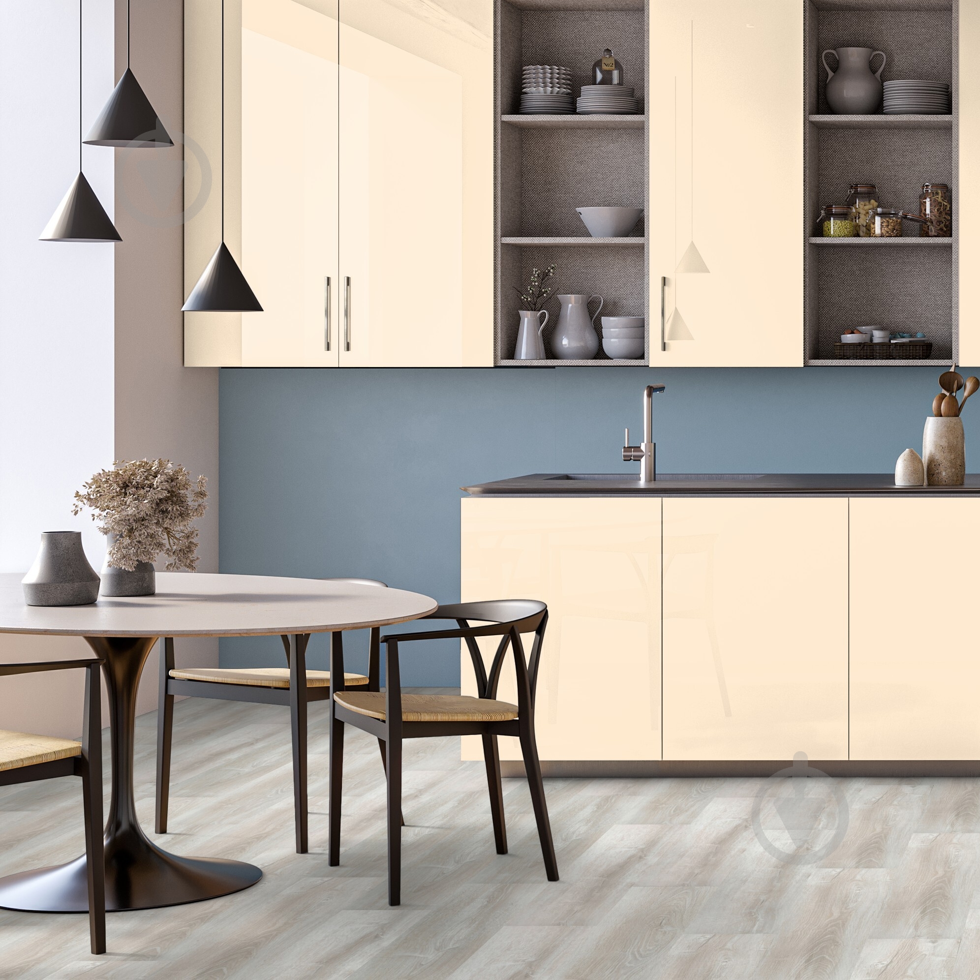 Фасад для кухні KS Wood Кремовий глянець Р102 577x316 боковина - фото 3