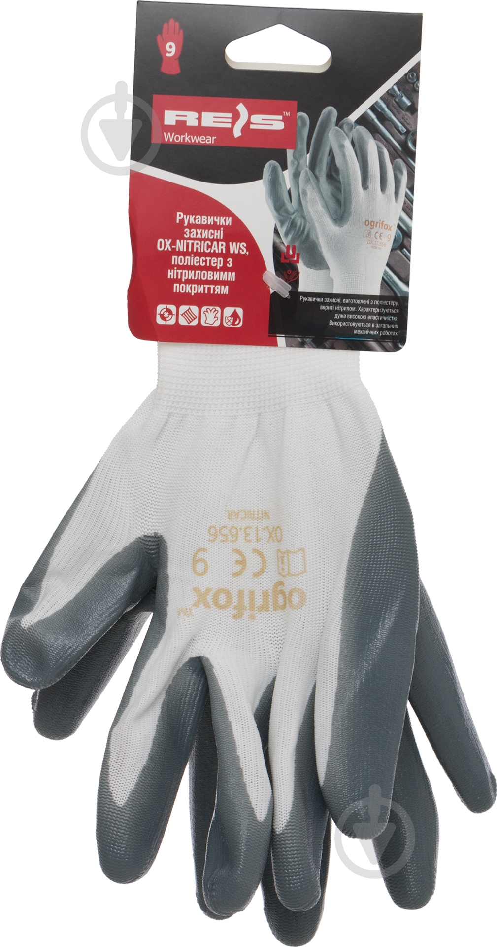 Рукавички Reis з покриттям нітрил L (9) OX-NITRICAR WS 09 - фото 2