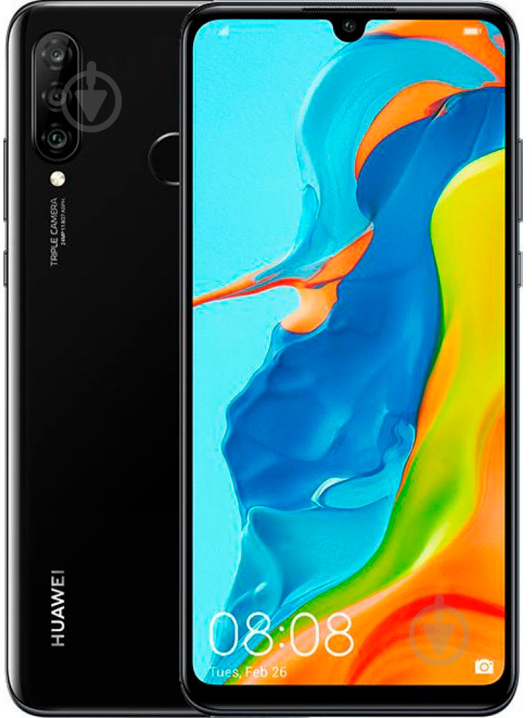 Смартфон Huawei P30 lite 4/64GB midnight black (51094VBT) - фото 1