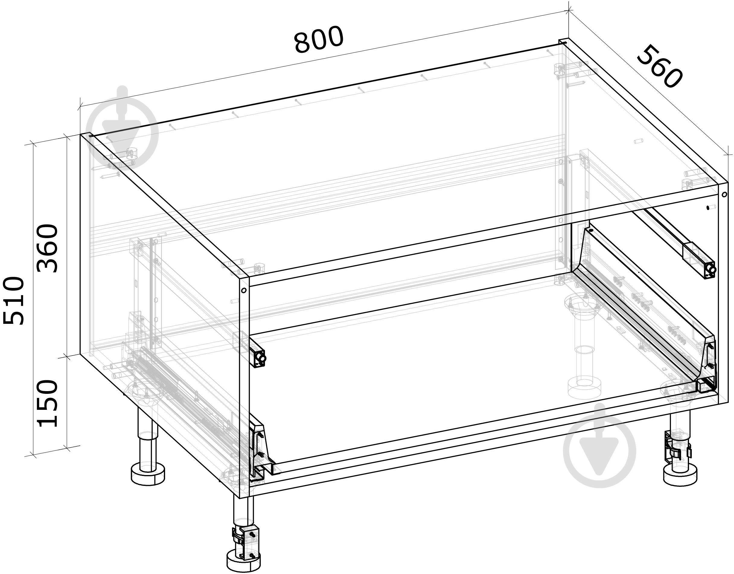 Тумба нижня Грейд з 1-м ящиком тандембоксами/Оптимум 800x510x560 мм сірий графіт - фото 3 Тумба нижня Грейд з 1-м ящиком тандембоксами/Оптимум 800x510x560 мм сірий графіт - фото 3