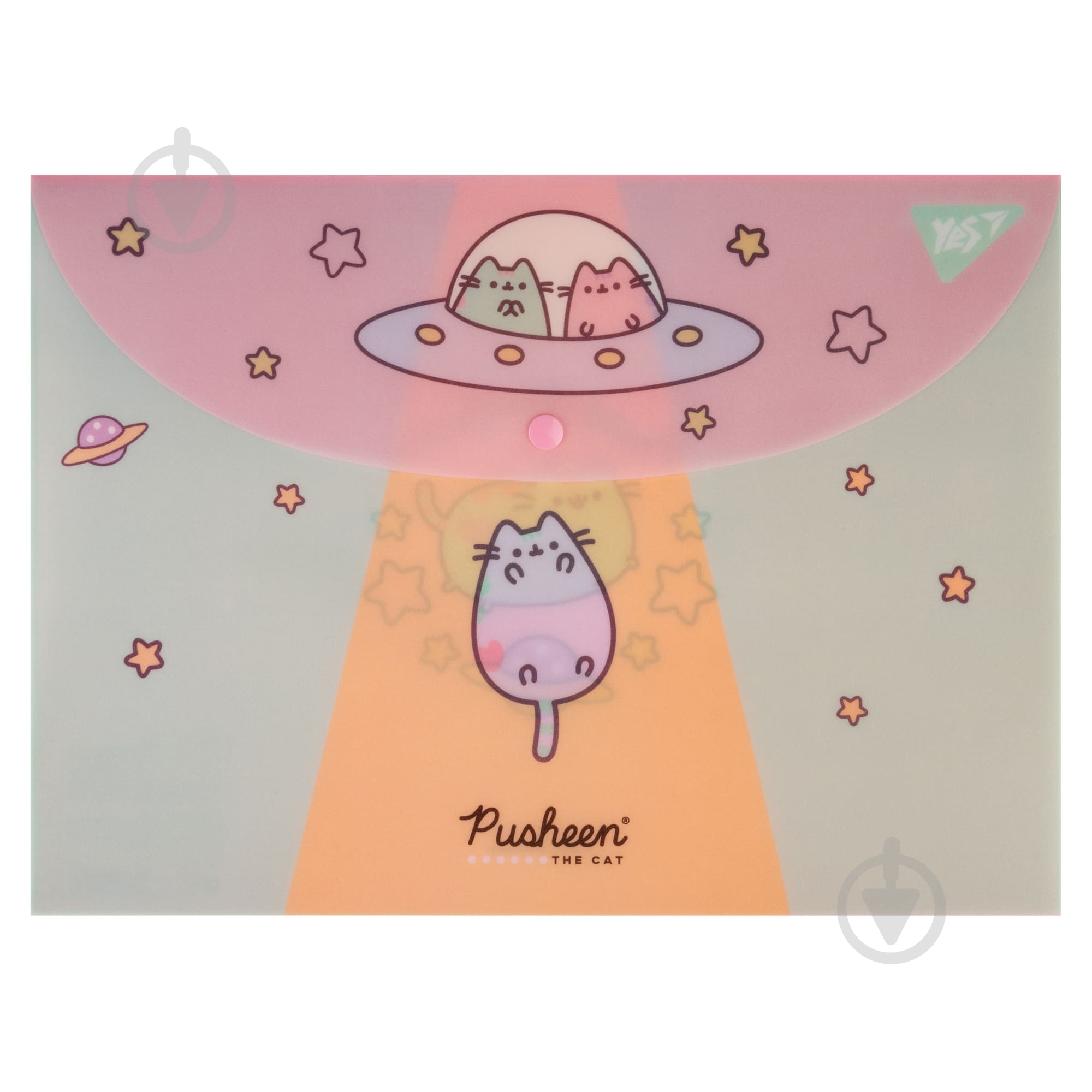 Папка-конверт А4 на кнопці Pusheen глітерний YES - фото 1