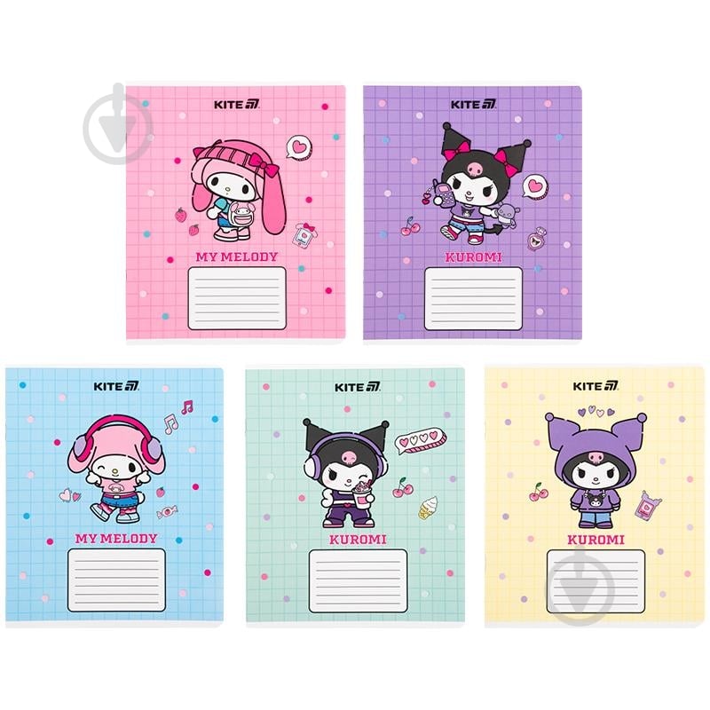 Набор тетрадей 12 лист. клетка Kuromi-4 5 шт. KITE - фото 1 Набор тетрадей 12 лист. клетка Kuromi-4 5 шт. KITE - фото 1