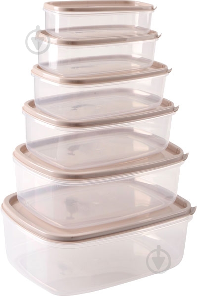 Контейнер харчовий Violet House 0496 capuccino набір 6 шт. - фото 1 Контейнер харчовий Violet House 0496 capuccino набір 6 шт. - фото 1