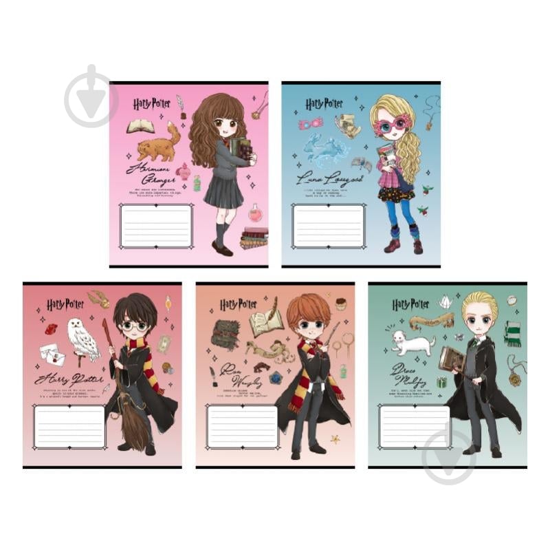 Набор тетрадей 12 лист. клетка Harry Potter 5 шт. KITE - фото 1 Набор тетрадей 12 лист. клетка Harry Potter 5 шт. KITE - фото 1