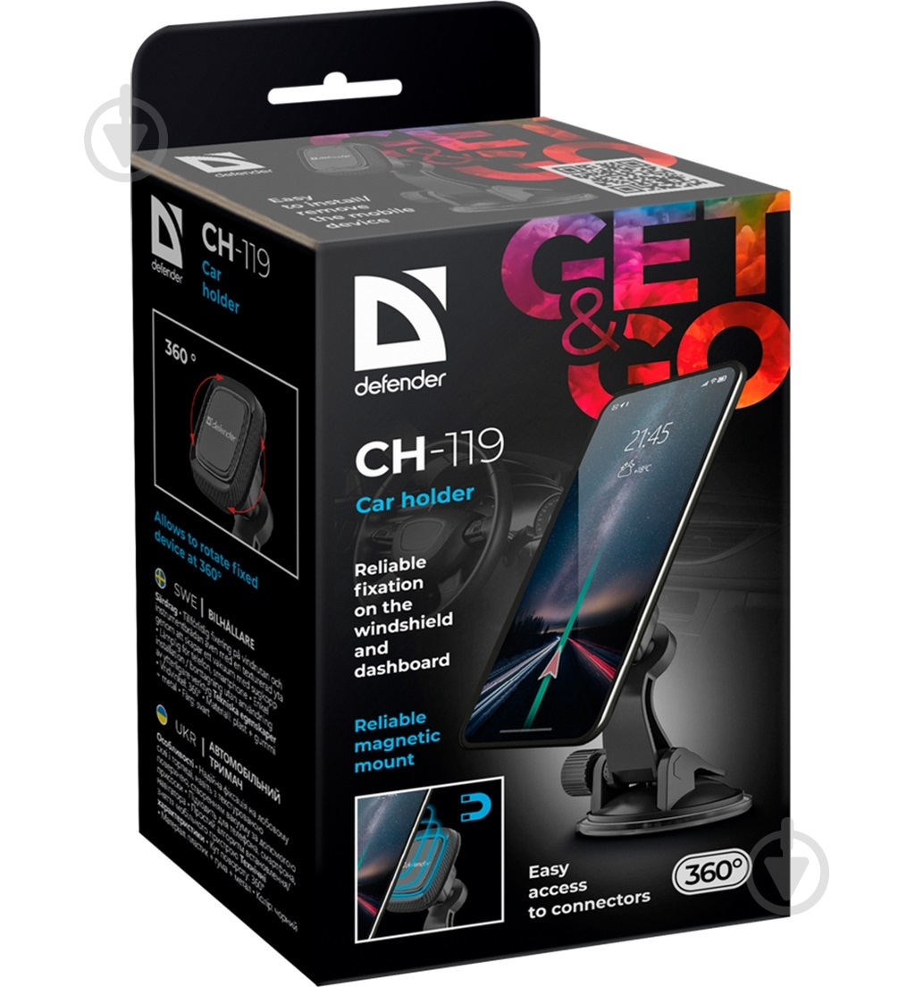 Автодержатель Defender CH-119 магніт черный - фото 6 Автодержатель Defender CH-119 магніт черный - фото 6
