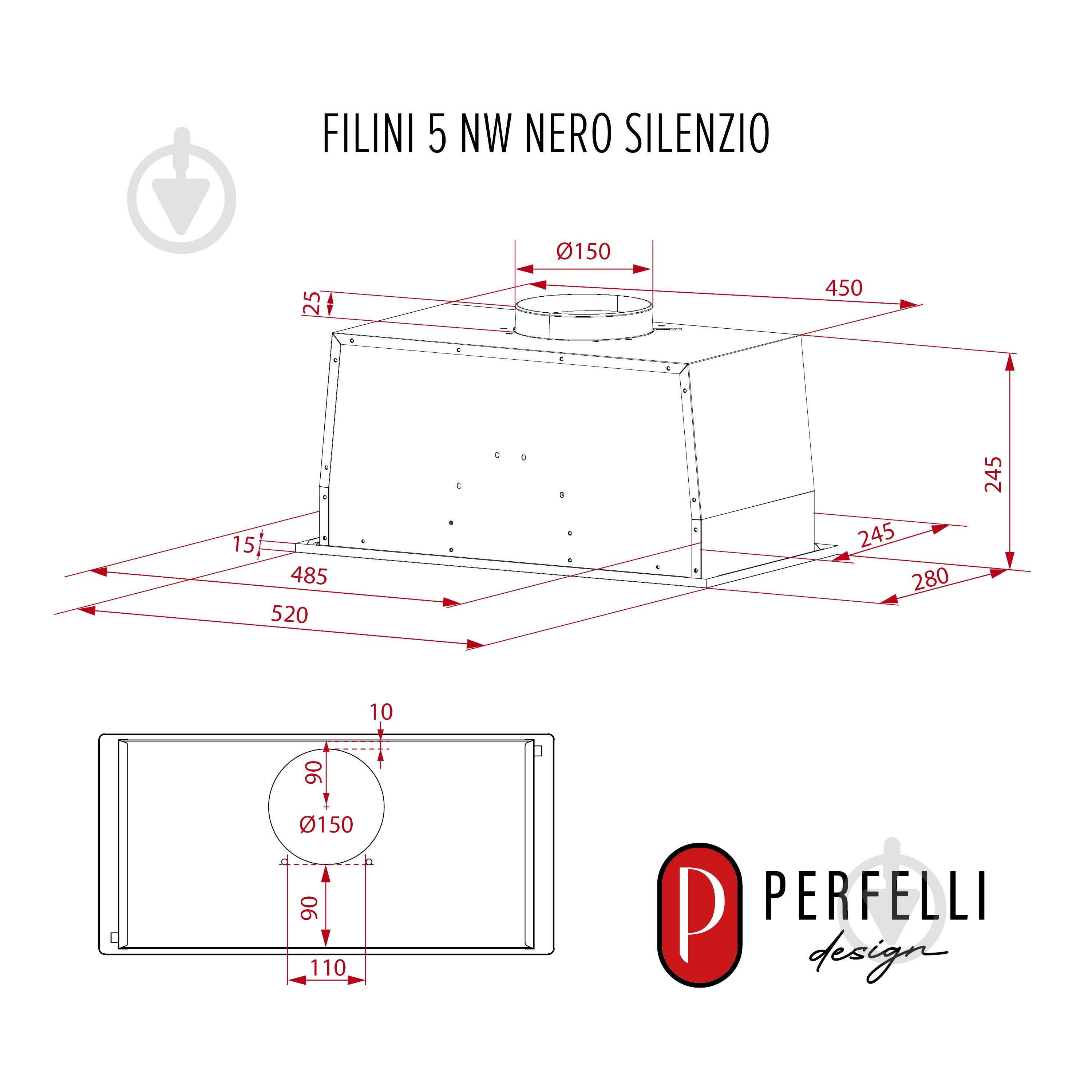 Вытяжка Perfelli Design FILINI 5NW NERO SILENZIO - фото 18
