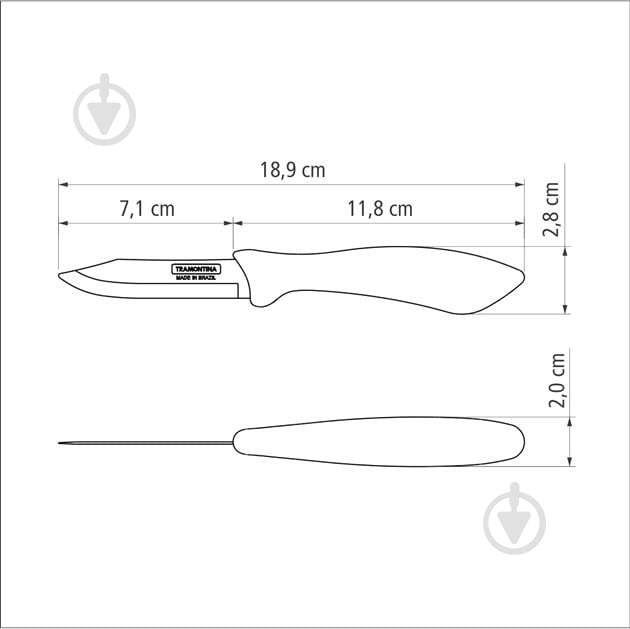 Нож для овощей Tramontina Affilata 76 мм 23650/103 - фото 3 Нож для овощей Tramontina Affilata 76 мм 23650/103 - фото 3
