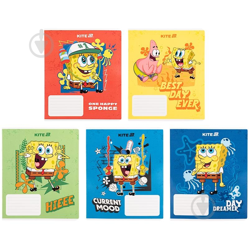 Набір зошитів 18 арк. клітинка Sponge Bob 5 шт. KITE - фото 1