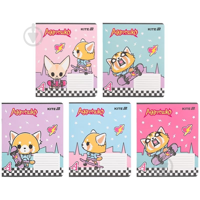 Набір зошитів 18 арк. клітинка Aggretsuko 5 шт. KITE - фото 1 Набір зошитів 18 арк. клітинка Aggretsuko 5 шт. KITE - фото 1