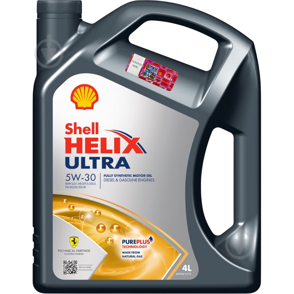 Моторное масло синтетическое SHELL Helix Ultra 5W-30 4 л (ТОВ-У503994) - фото 1 Моторное масло синтетическое SHELL Helix Ultra 5W-30 4 л (ТОВ-У503994) - фото 1