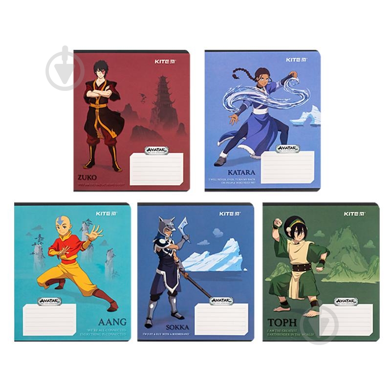 Набір зошитів 18 арк. лінійка Avatar: The Last Airbender 5 шт. KITE - фото 1