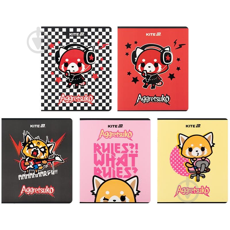 Набір зошитів 24 арк. клітинка Aggretsuko 5 шт. KITE - фото 1