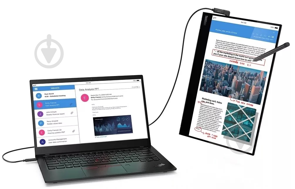 Монитор Lenovo ThinkVision M14T 14" (62A3UAT1WL) - фото 12