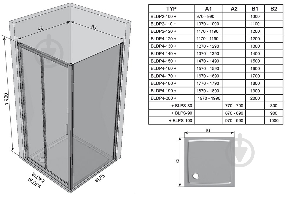 Душевые двери Ravak BLDP4-160 Satin+Glass Transparent - фото 6