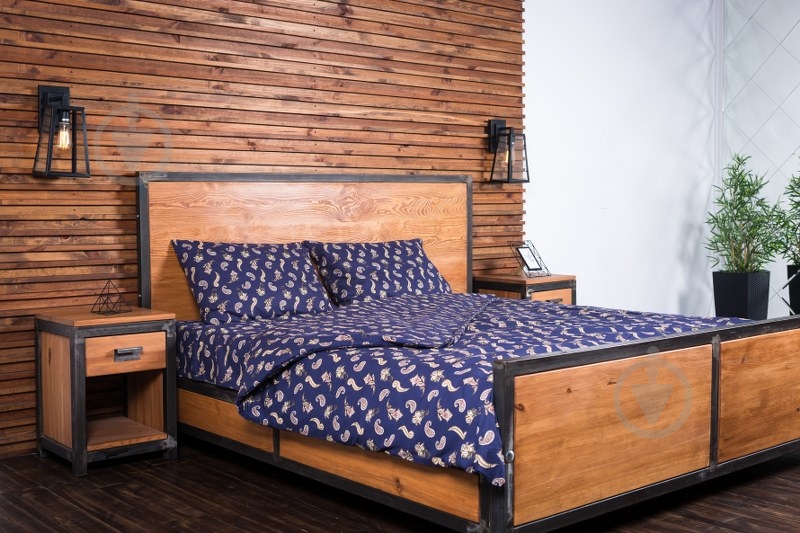 Комплект постельного белья Султан евро темно-синий Rigel - фото 1