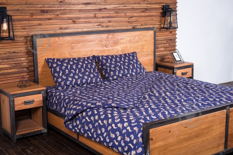 Комплект постельного белья Султан евро темно-синий Rigel - фото 4