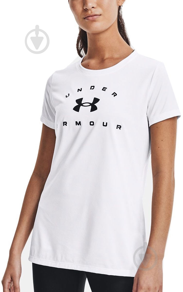 Футболка Under Armour Tech Solid Logo Arch 1369864-100 р.S белый - фото 1