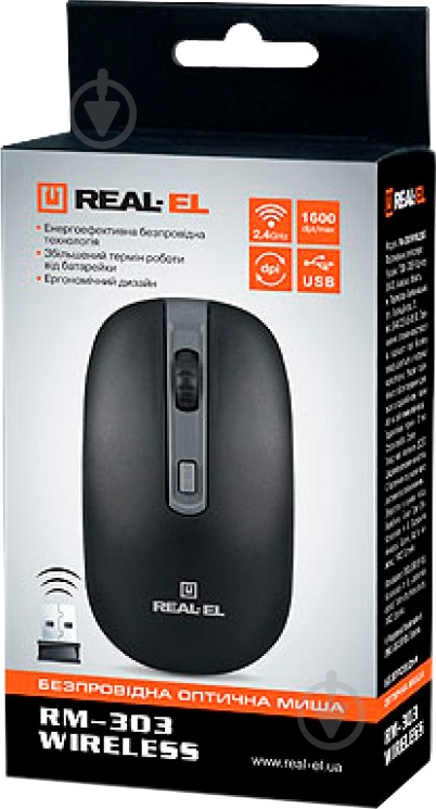 Мышь REAL-EL RM-303 Wireless black/grey - фото 6 Мышь REAL-EL RM-303 Wireless black/grey - фото 6