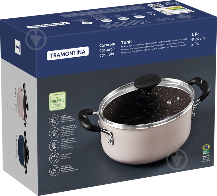 Кастрюля с крышкой Tramontina Tunis 2,9 л Blue (28722/120) - фото 2 Кастрюля с крышкой Tramontina Tunis 2,9 л Blue (28722/120) - фото 2