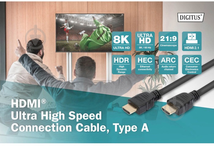 Кабель Assmann HDMI DIGITUS 1 м black (AK-330124-010-S) - фото 4