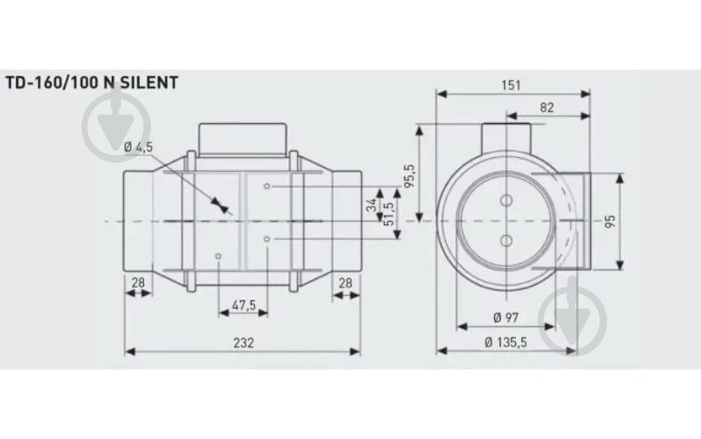 Вентилятор канальный Soler&Palau для ванной TD-160/100 N SILENT - фото 7