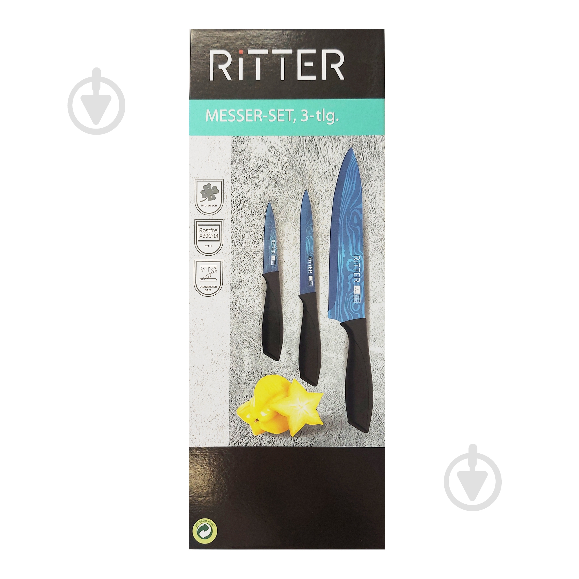 Набір ножів Ritter Blue 3 предмети 29-305-152 - фото 1 Набір ножів Ritter Blue 3 предмети 29-305-152 - фото 1