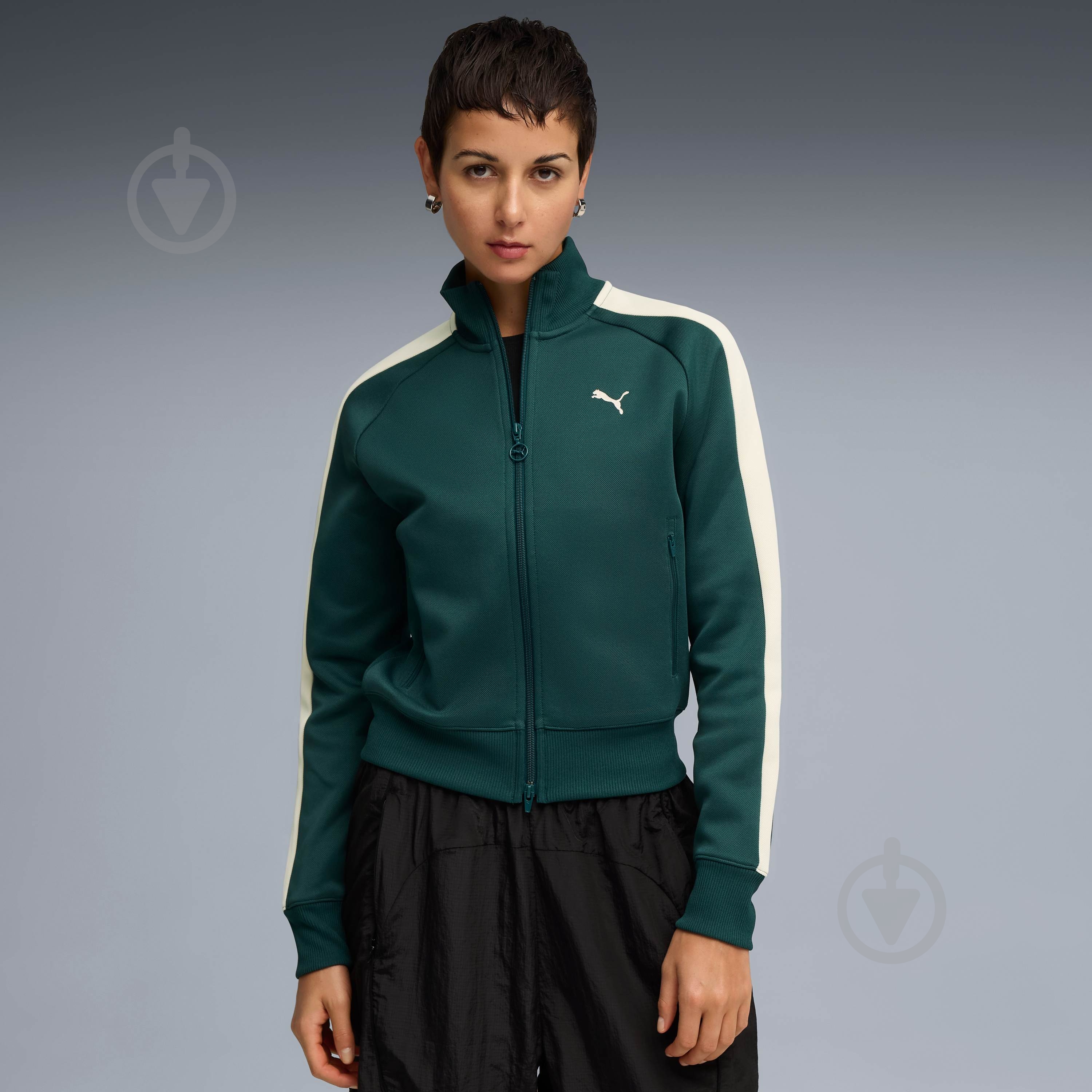 Джемпер Puma T7 ALWAYS ON Short Track Jacket 62979675 р.L зелений - фото 1