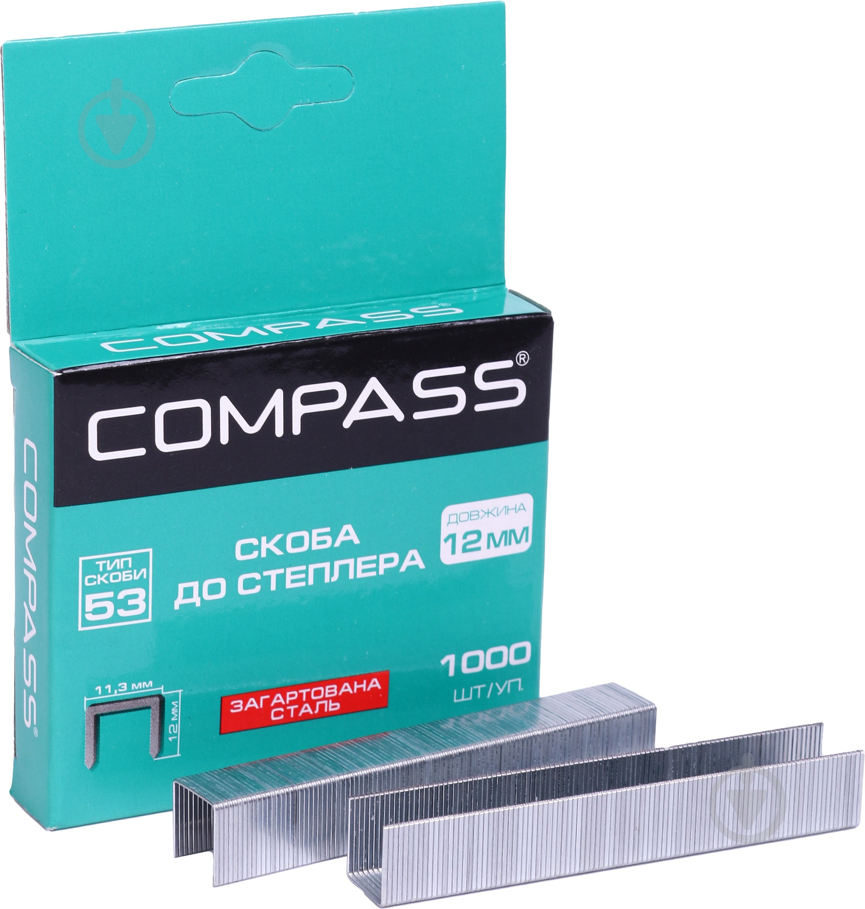 Скобы для ручного степлера Compass 12 мм тип 53 (А) 1000 шт. - фото 1