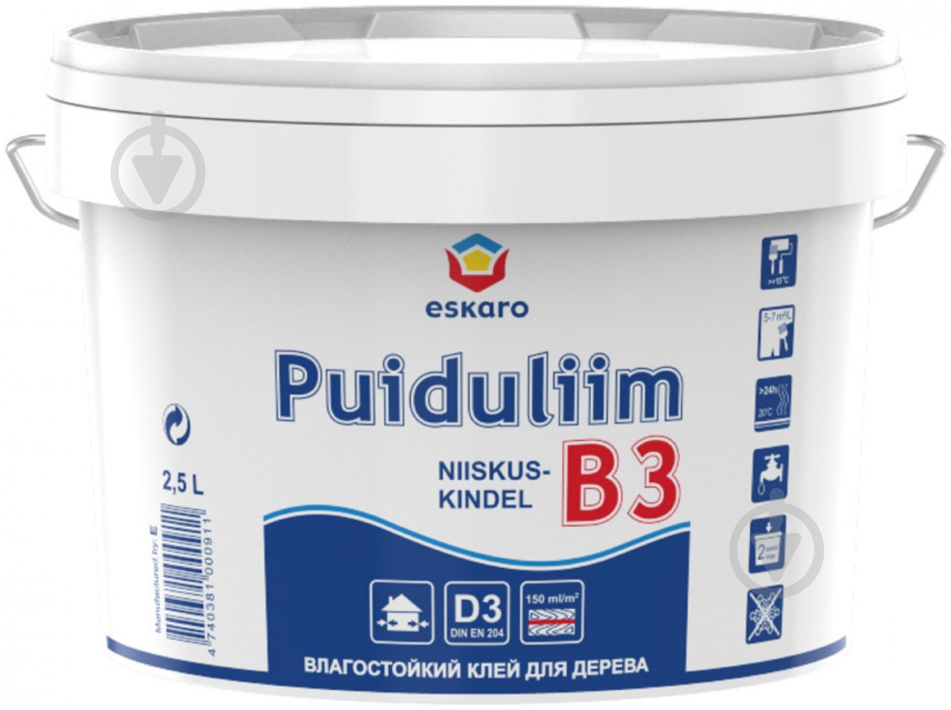 Клей Eskaro для древесины водостойкий В-3 (2,5 л) - фото 1 Клей Eskaro для древесины водостойкий В-3 (2,5 л) - фото 1