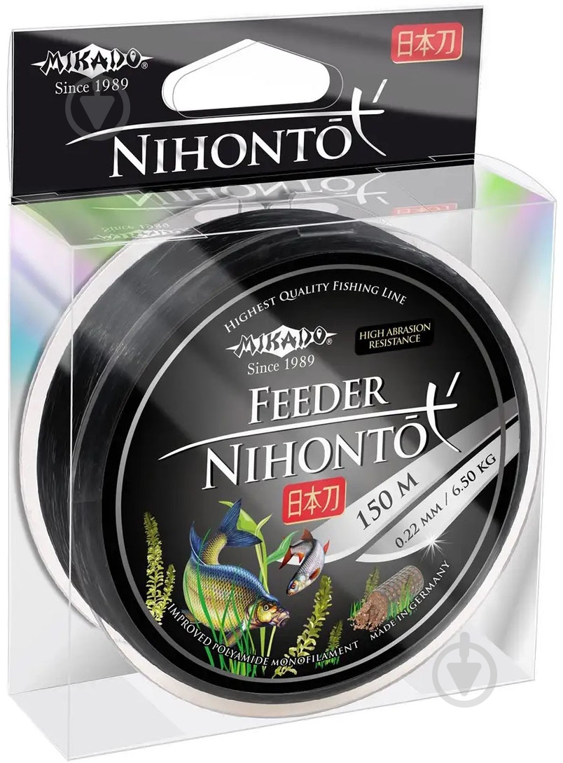 Волосінь Mikado Nihonto Feeder 150м 0,22мм 6,5кг (чорний) - фото 1 Волосінь Mikado Nihonto Feeder 150м 0,22мм 6,5кг (чорний) - фото 1
