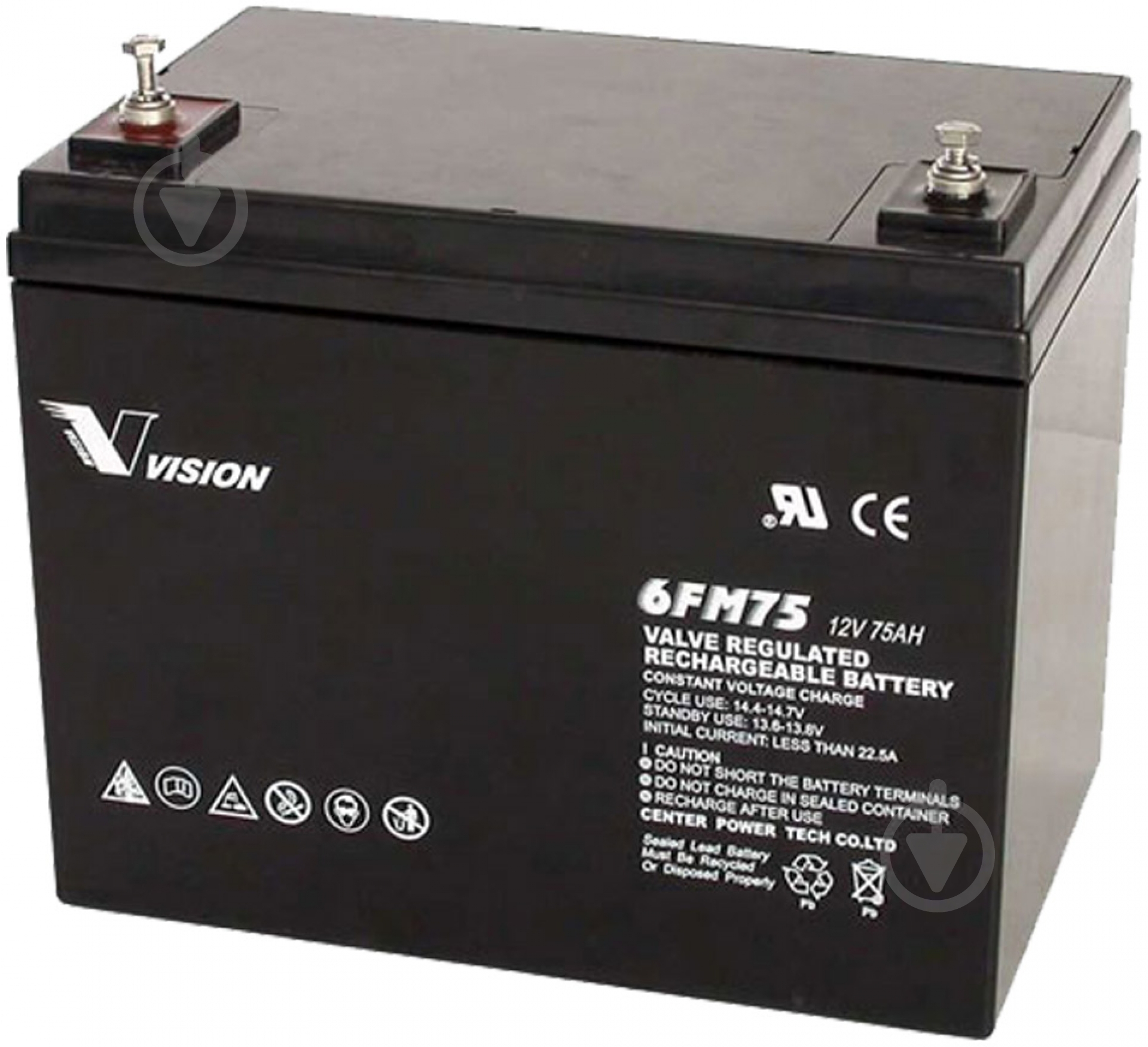 Аккумулятор Vision Vision 12V 75Ah (6FM75-X) 1 шт. (6FM75-X) - фото 1