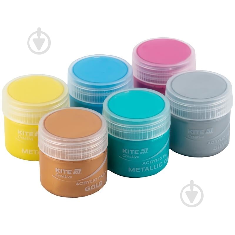 Набор акриловых красок 6 металлических цветов Creative K-273 20 мл KITE - фото 3 Набор акриловых красок 6 металлических цветов Creative K-273 20 мл KITE - фото 3