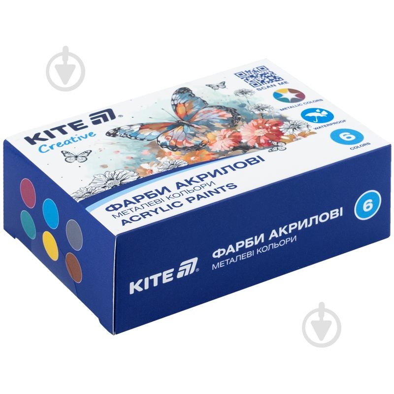 Набор акриловых красок 6 металлических цветов Creative K-273 20 мл KITE - фото 1 Набор акриловых красок 6 металлических цветов Creative K-273 20 мл KITE - фото 1