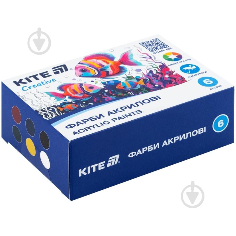Набор акриловых красок 6 цветов Creative K-271 20 мл KITE - фото 1