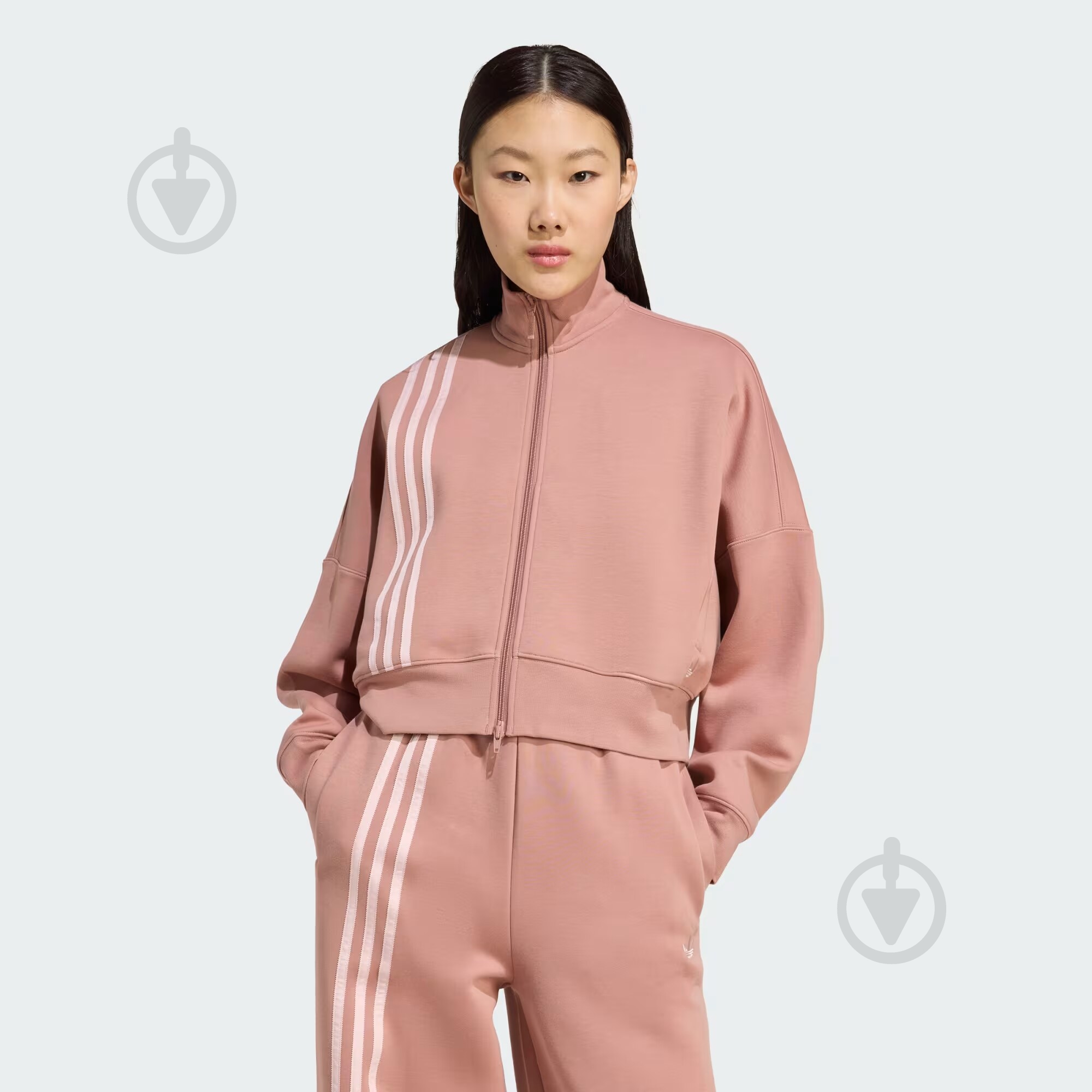 Світшот Adidas 3 STRIPES ZIPUP JW3609 р.M коричневий - фото 1