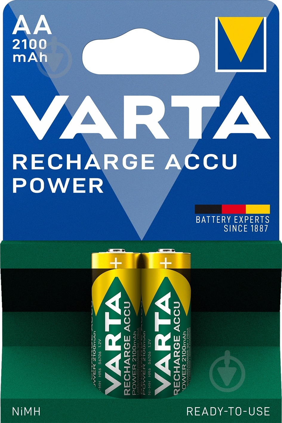 Акумулятор Varta Rechargeable 2100 mAh AA (пальчикові) 2 шт. (56706101402) - фото 1 Акумулятор Varta Rechargeable 2100 mAh AA (пальчикові) 2 шт. (56706101402) - фото 1