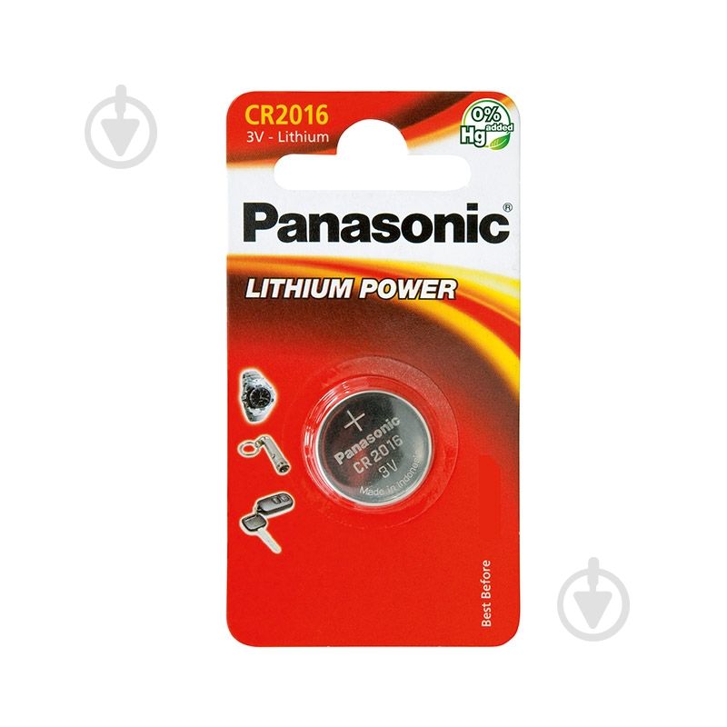 Батарейка Panasonic Panasonic CR 2016 (CR-2016EL/1B) CR2016/CR 1 шт. (CR-2016EL/1B) - фото 1