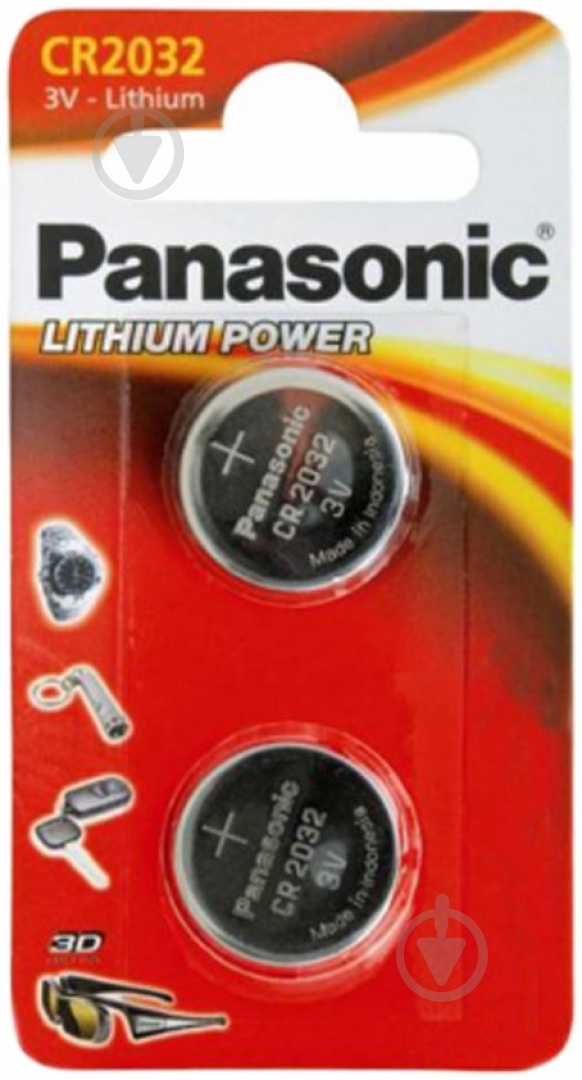 Батарейка Panasonic CR 2032 BLI 2 LITHIUM (CR-2032EL/2B) - фото 1 Батарейка Panasonic CR 2032 BLI 2 LITHIUM (CR-2032EL/2B) - фото 1