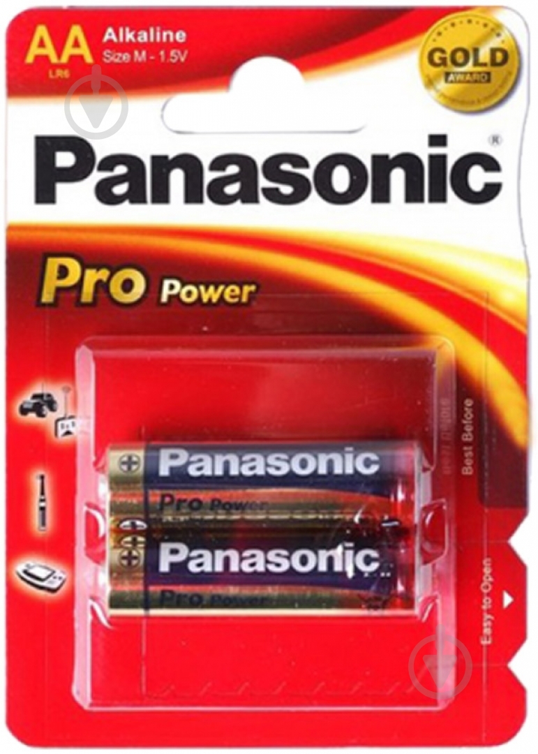 Батарейка Panasonic Panasonic PRO POWER AA BLI 2 ALKALINE (LR6XEG/2BPR) AA (пальчиковые) 2 шт. (LR6XEG/2BPR) - фото 1